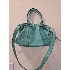 b makowsky Turquoise Soft Leather Handbag Heavy Duty Silver Hardware **Flaws**